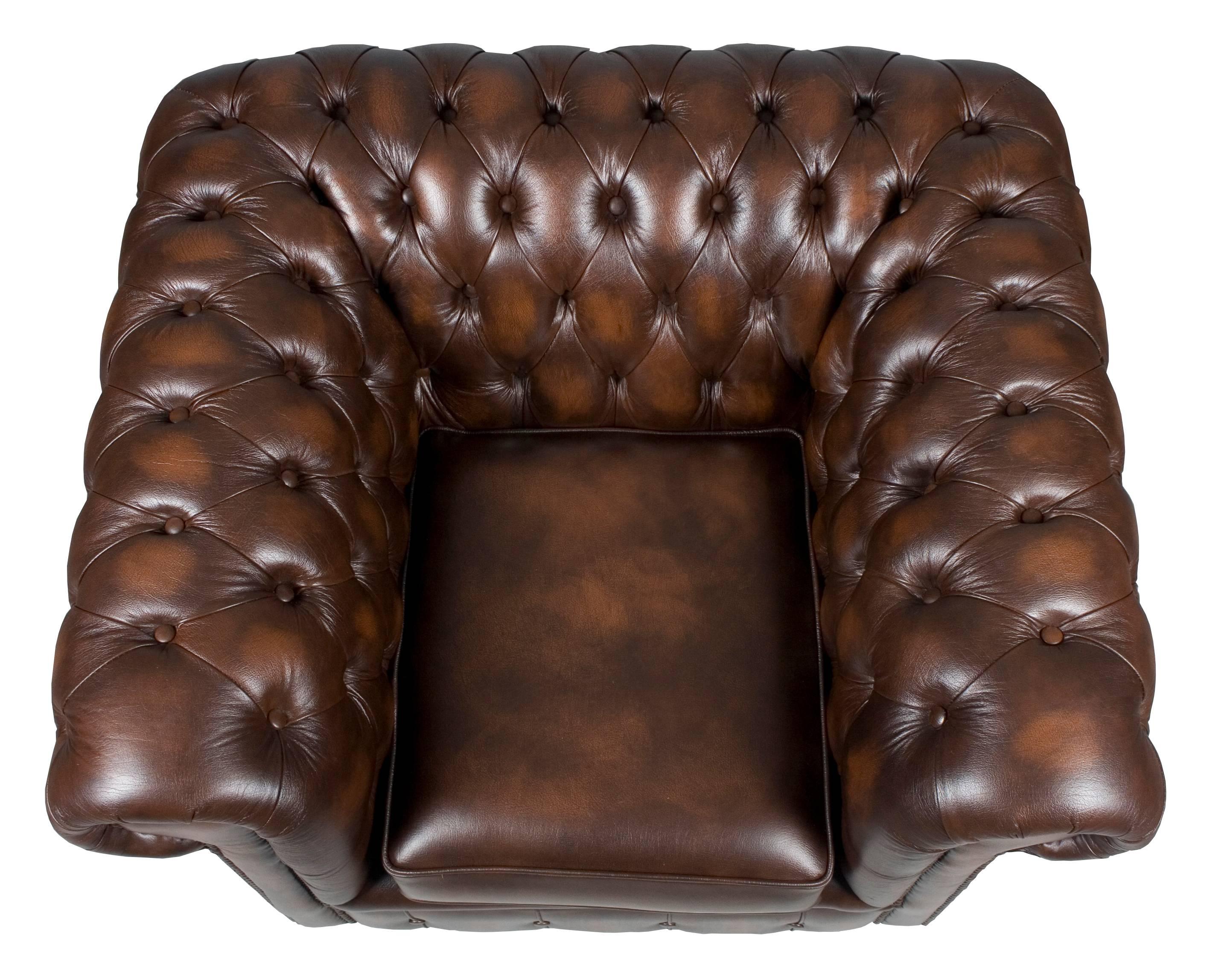 Tufted Brown Leather Club Chair 3