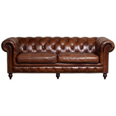 Tufted Brown Leather English Chesterfield Sofa from the 20th Century ...