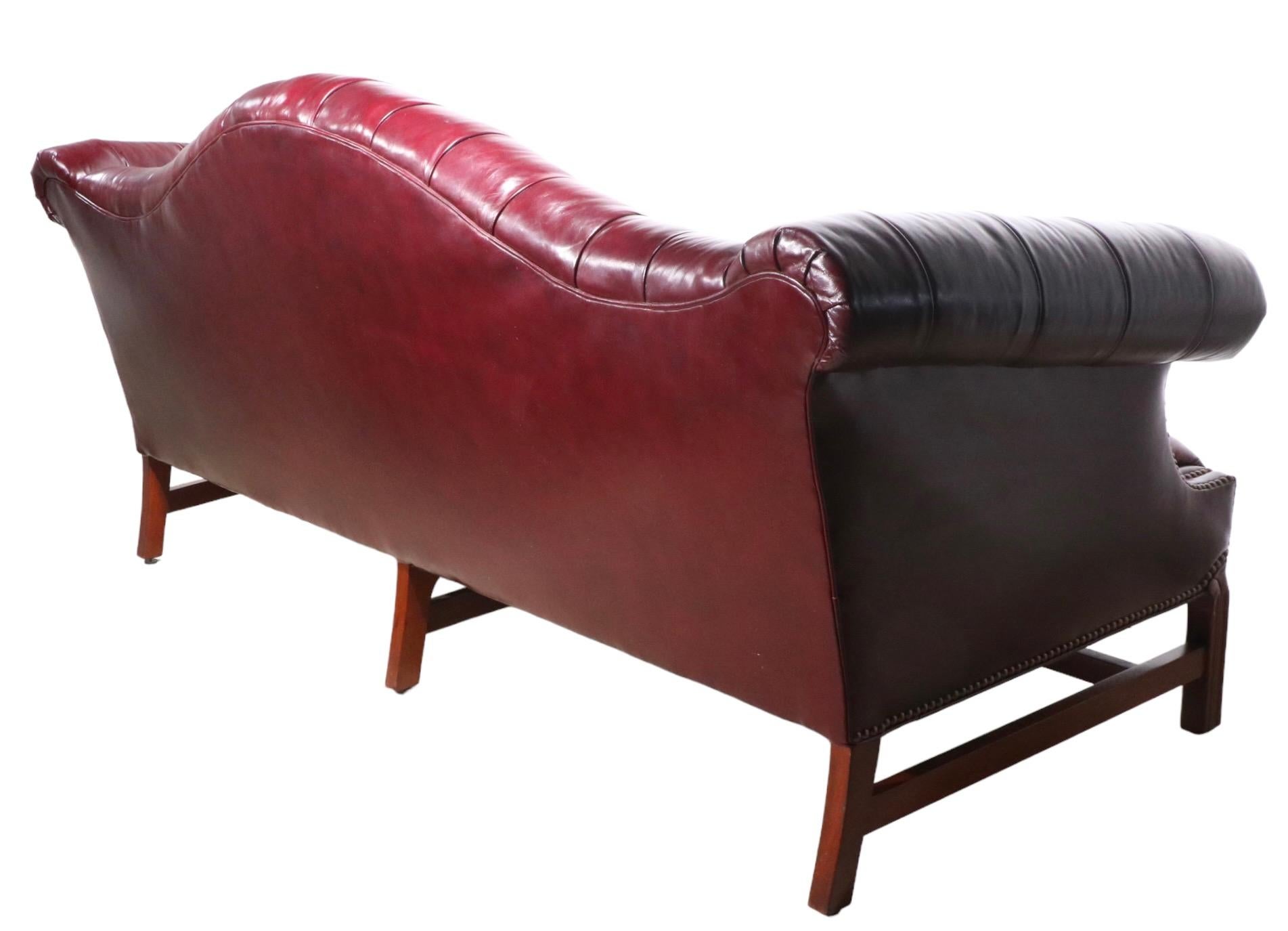 Tufted Burgundy  Leather Chesterfield Sofa c 1950/1960's For Sale 1