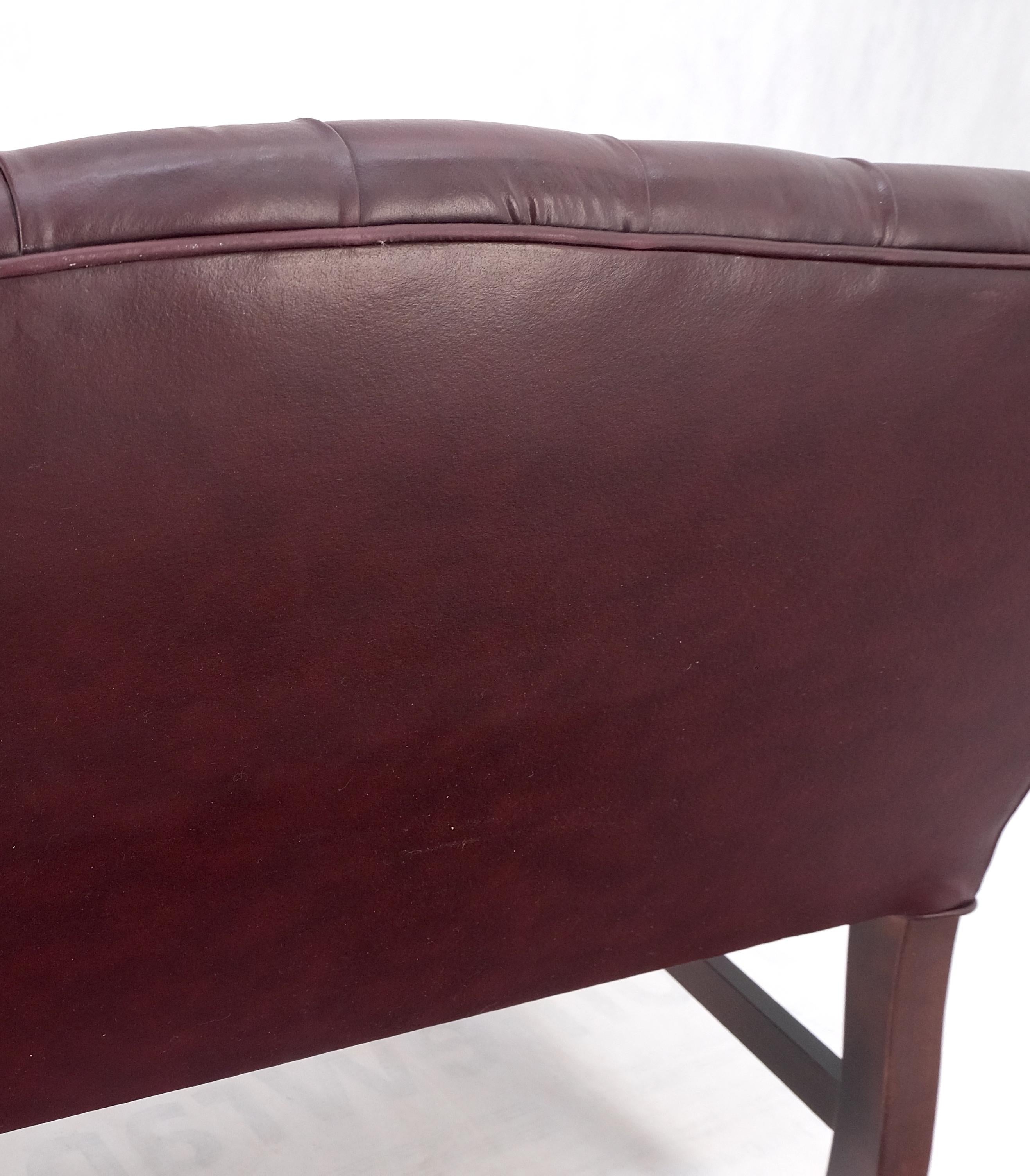 Tufted Burgundy Leather Federal Style Settee Love Seat Couch Sofa MINT! For Sale 2