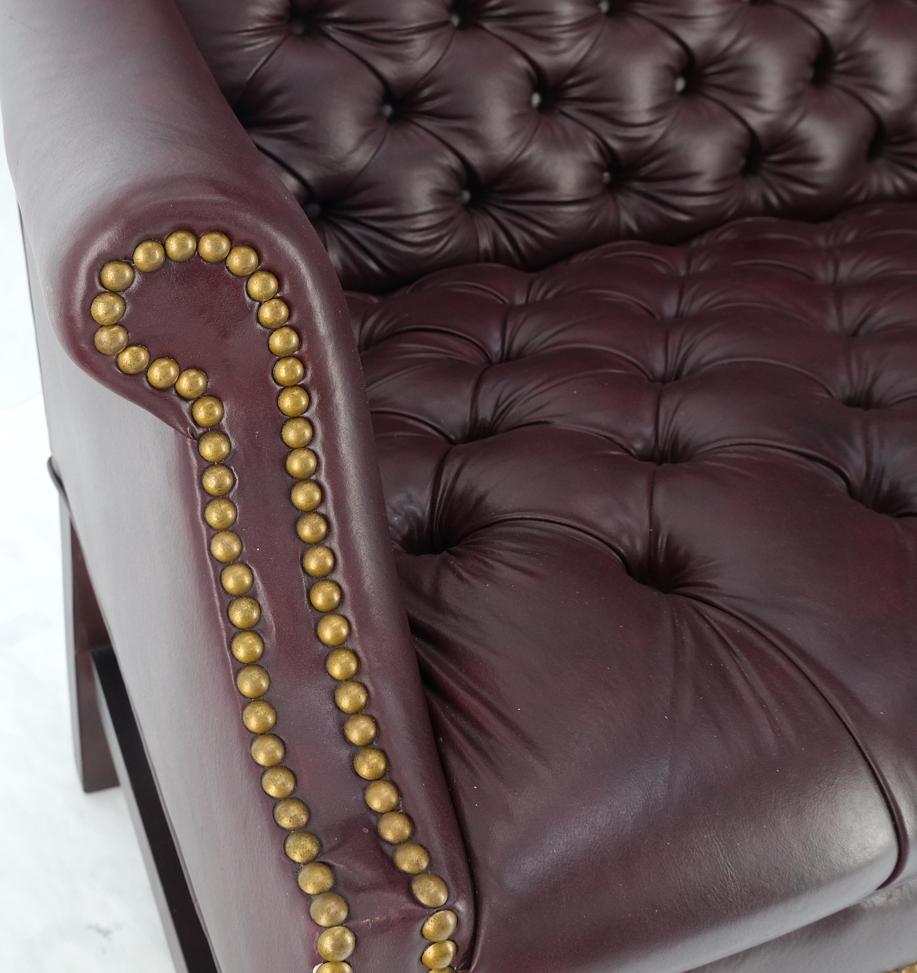 Getuftete Burgunder Leder Federal Style Settee Love Seat Couch Sofa MINT! im Angebot 1