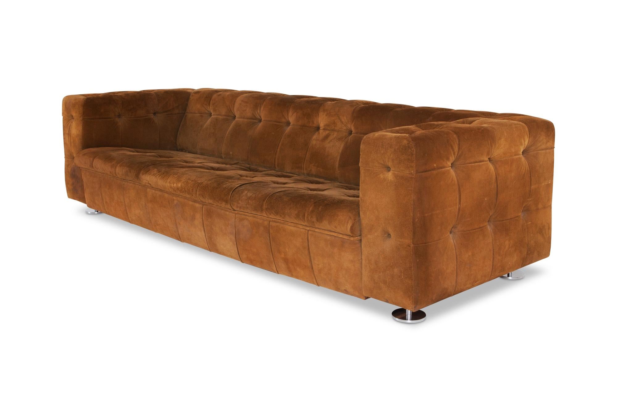 camel suede sofa