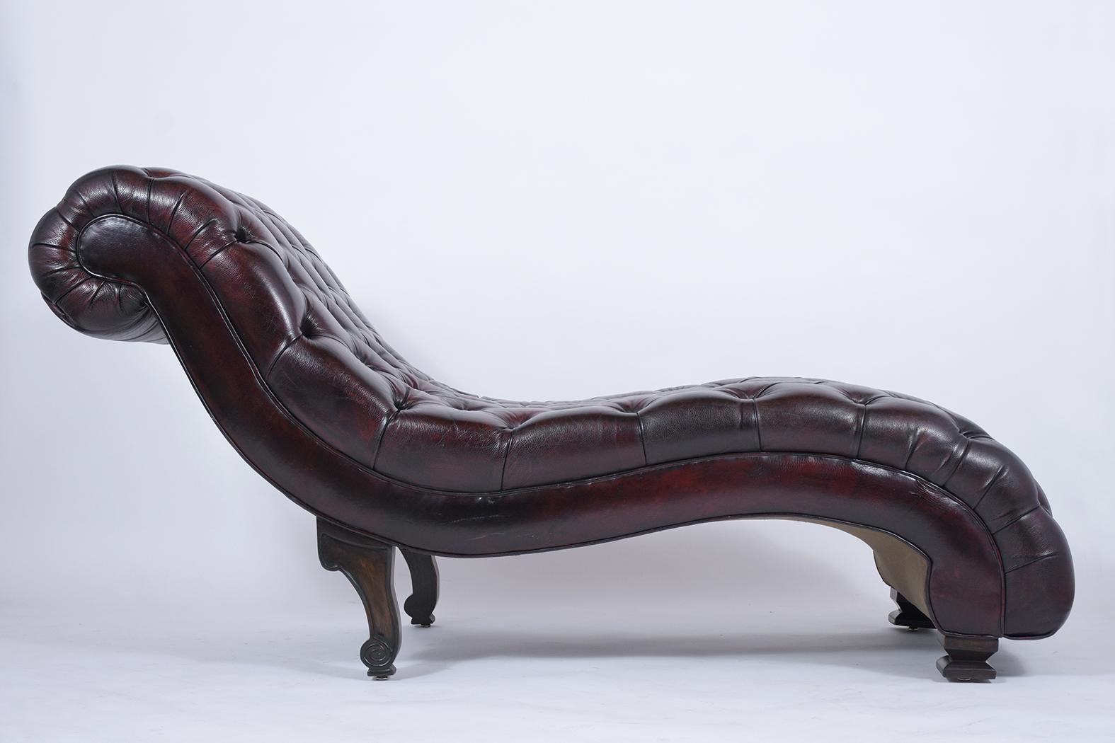 Stained Vintage Tufted Chaise Lounge
