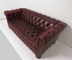 Tufted Chesterfield Sofa in Cordovan Leather, circa 1970s