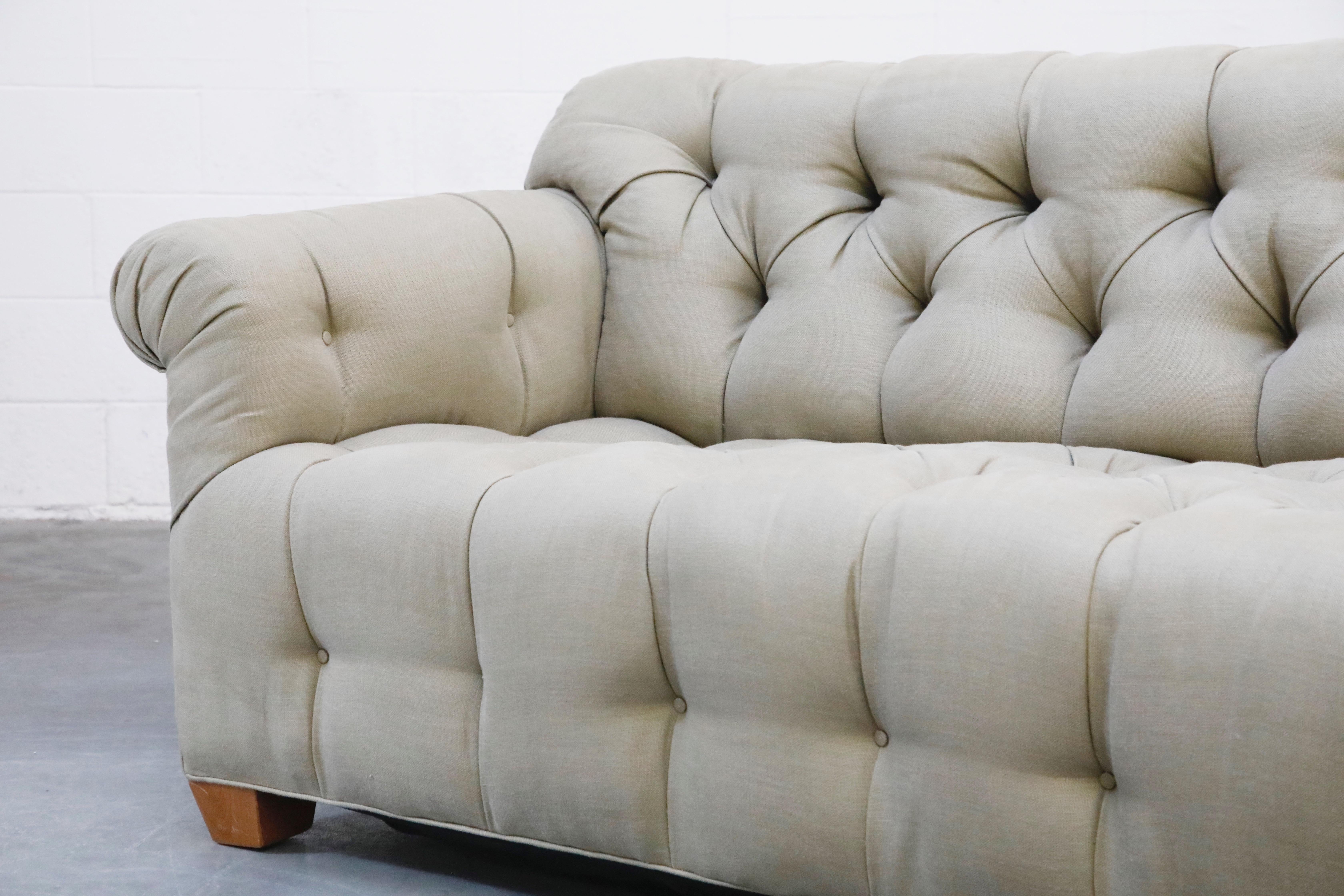 Tufted Chesterfield Style Sofa Attributed to Michael Taylor, circa 1990s 3