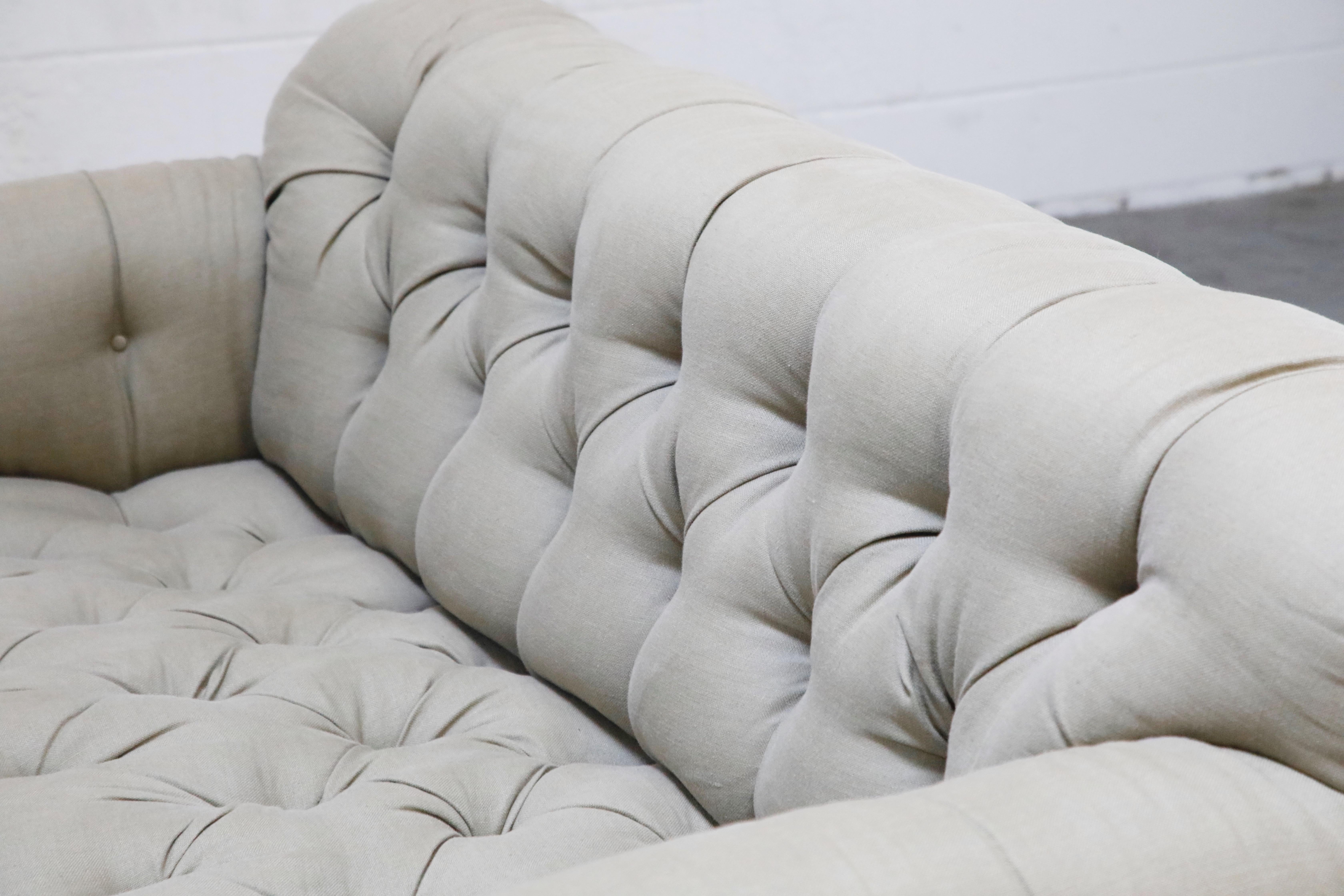 Tufted Chesterfield Style Sofa Attributed to Michael Taylor, circa 1990s 8