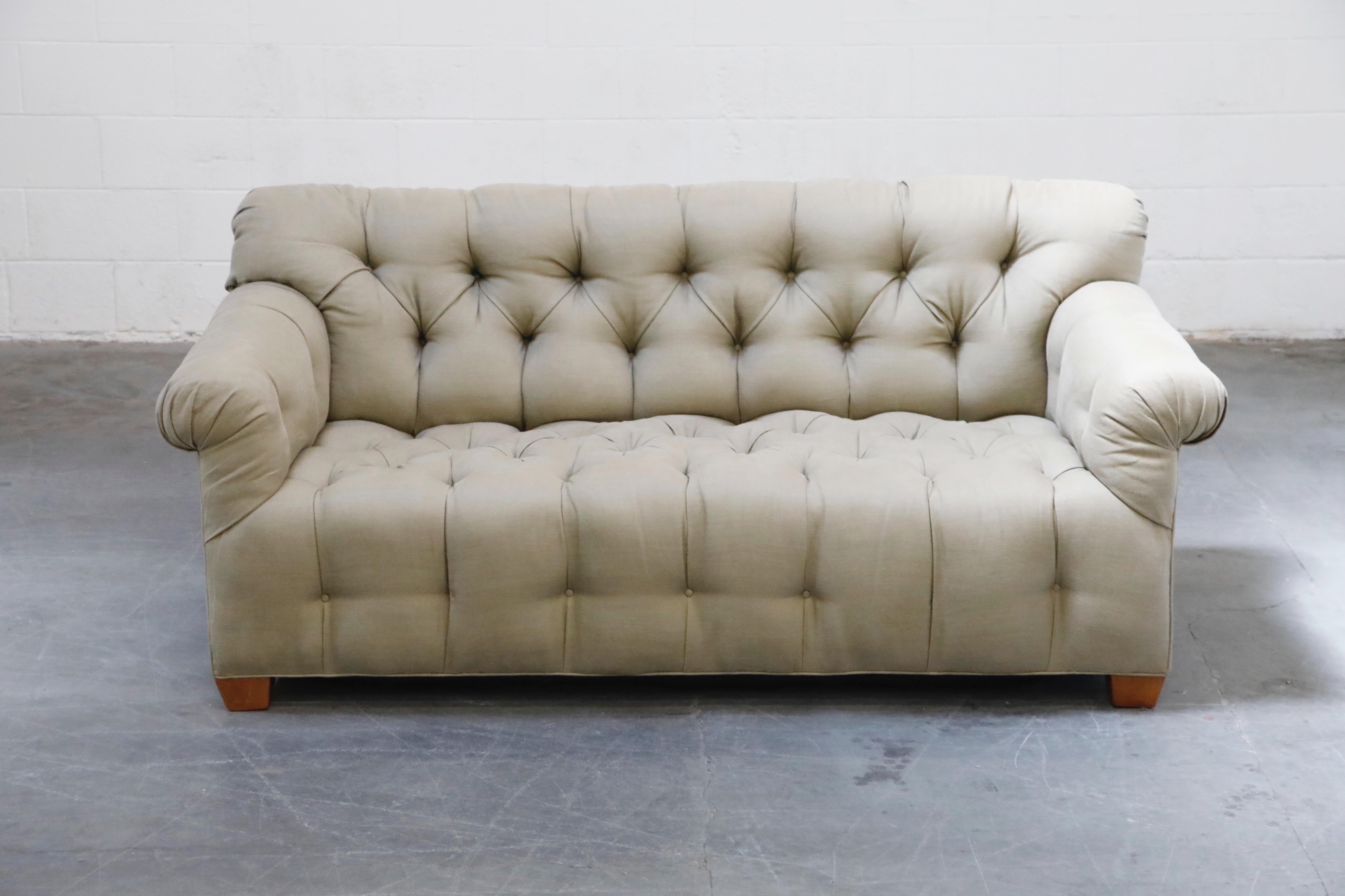 American Tufted Chesterfield Style Sofa Attributed to Michael Taylor, circa 1990s