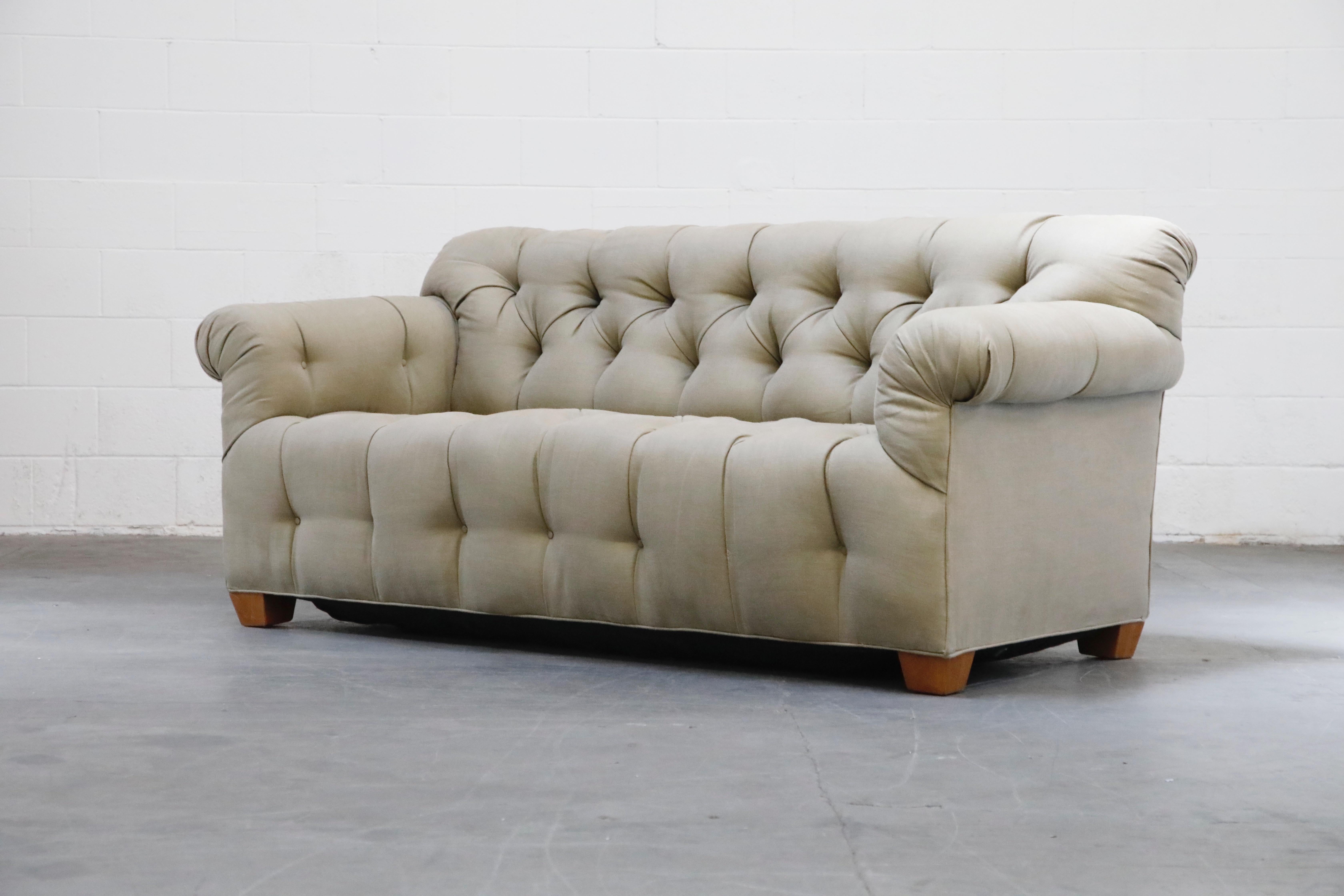 Tufted Chesterfield Style Sofa Attributed to Michael Taylor, circa 1990s In Good Condition In Los Angeles, CA