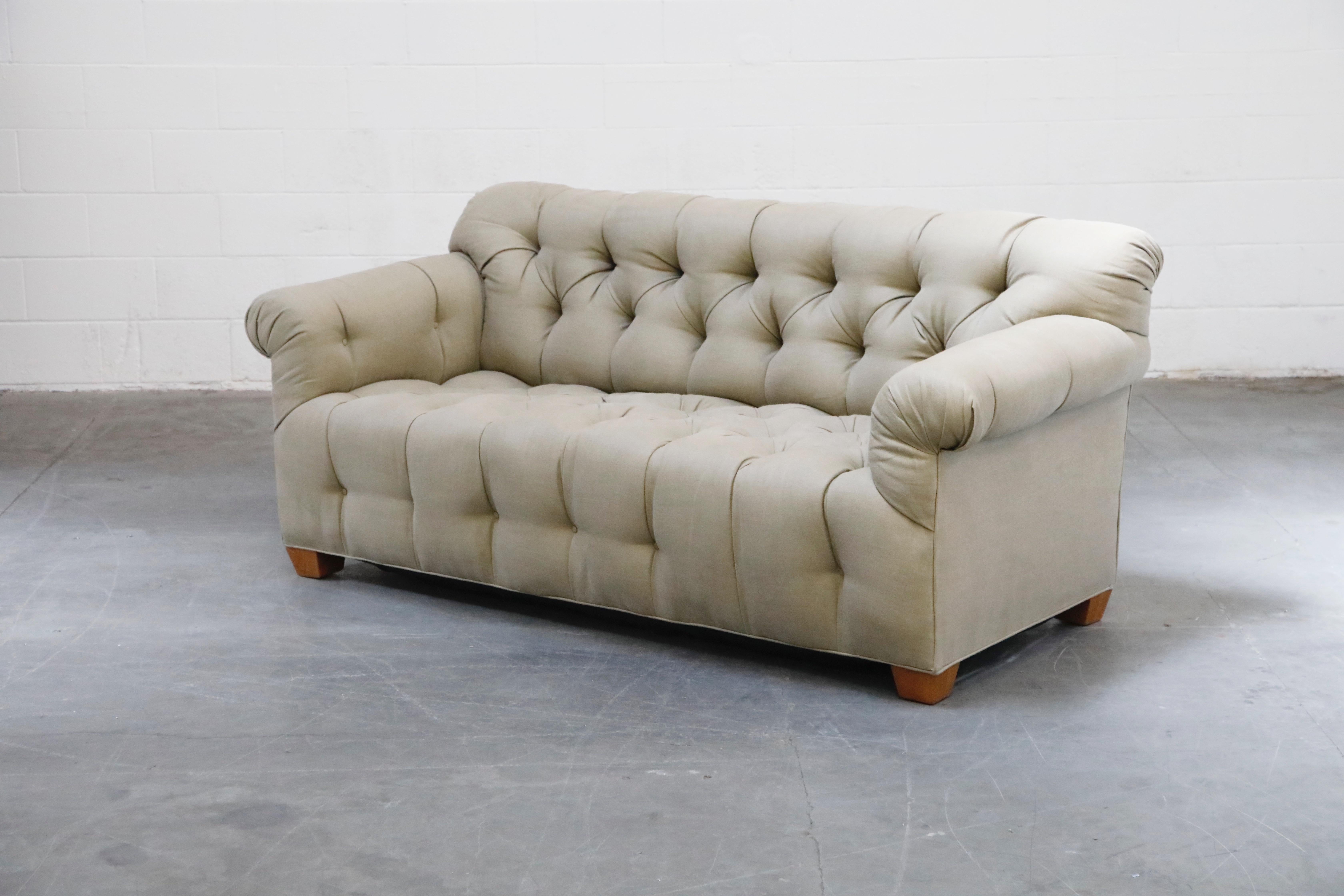 Late 20th Century Tufted Chesterfield Style Sofa Attributed to Michael Taylor, circa 1990s