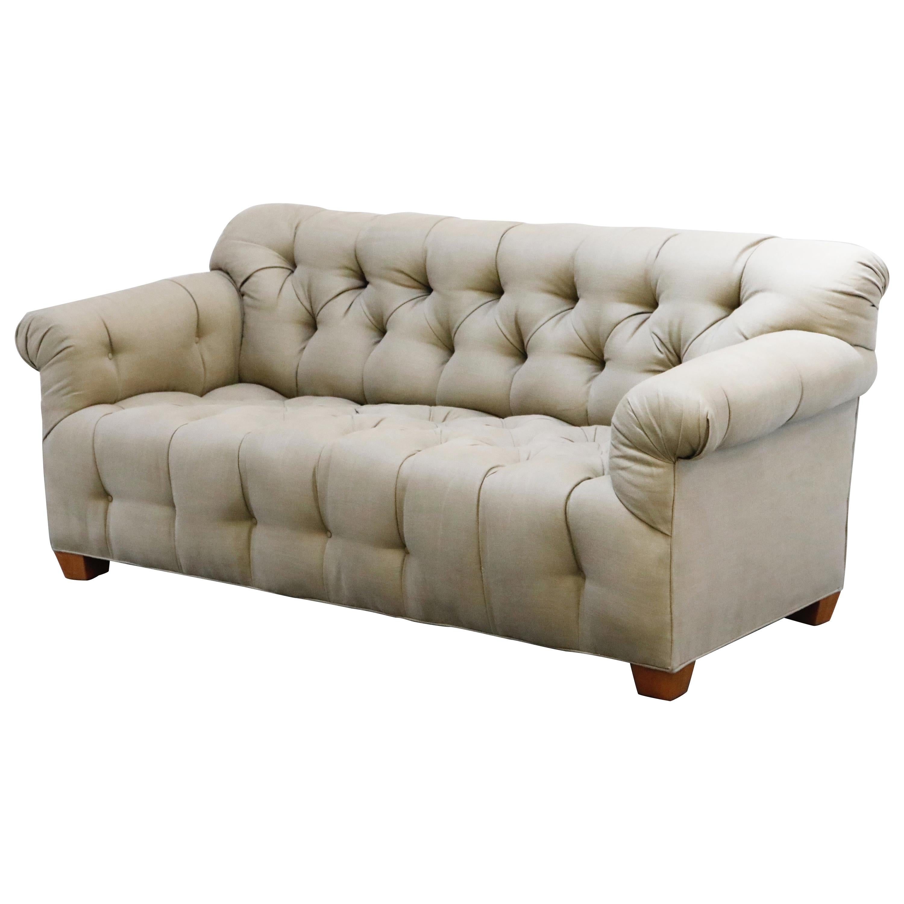 Tufted Chesterfield Style Sofa Attributed to Michael Taylor, circa 1990s