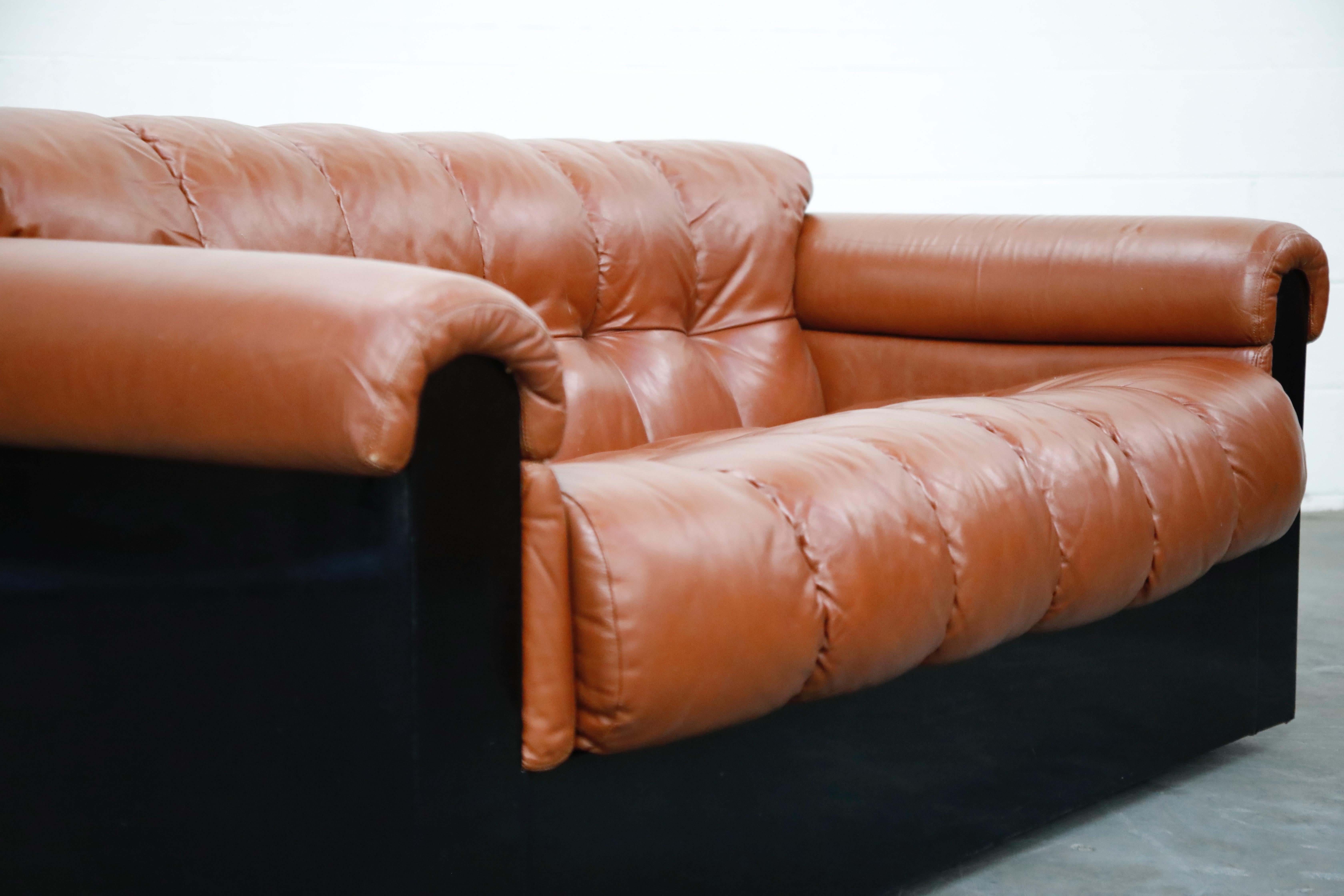 Cognac Leather 'Bounty' Loveseat by L. Davanzati for The Pace Collection, 1980s  5