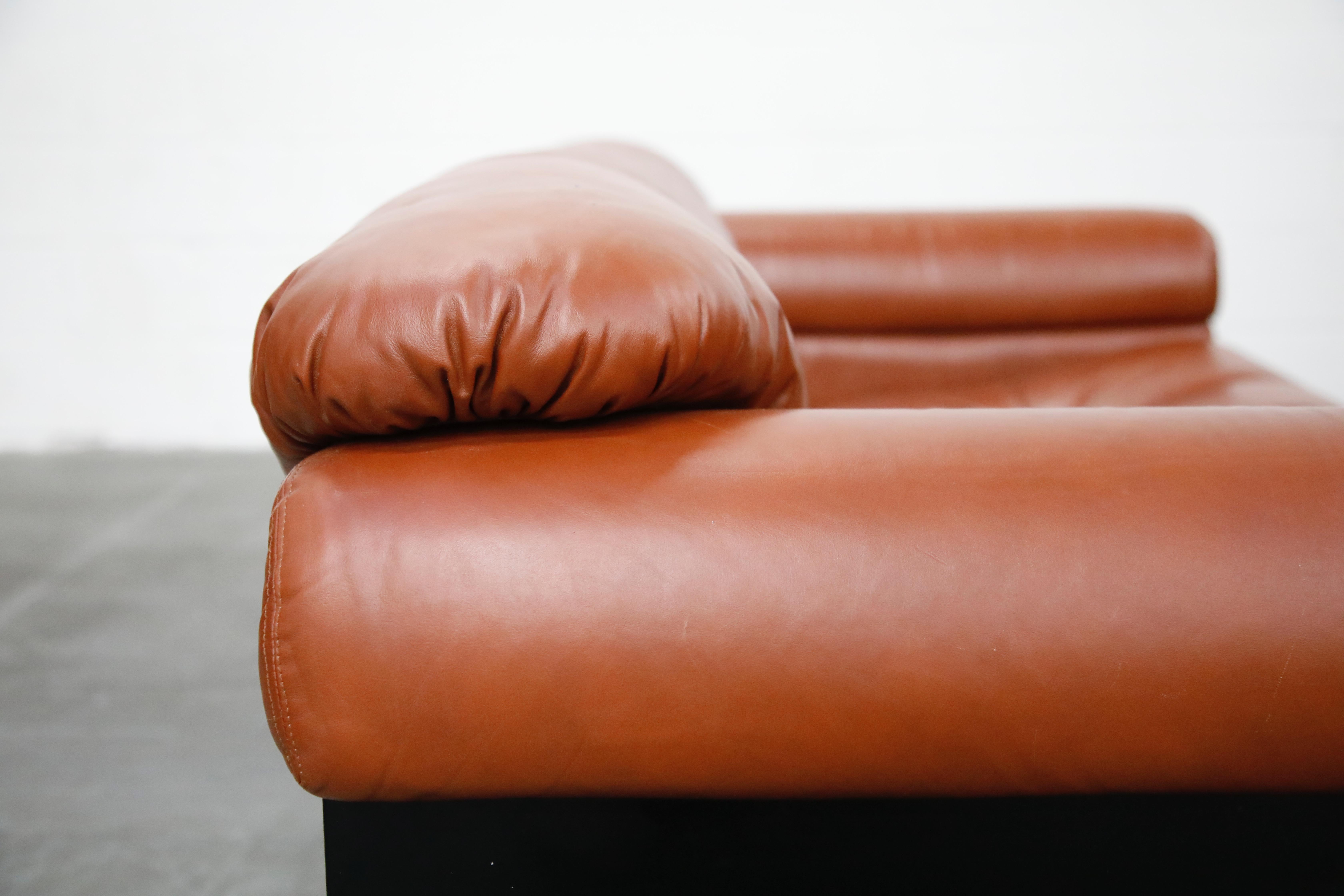 Cognac Leather 'Bounty' Loveseat by L. Davanzati for The Pace Collection, 1980s  7