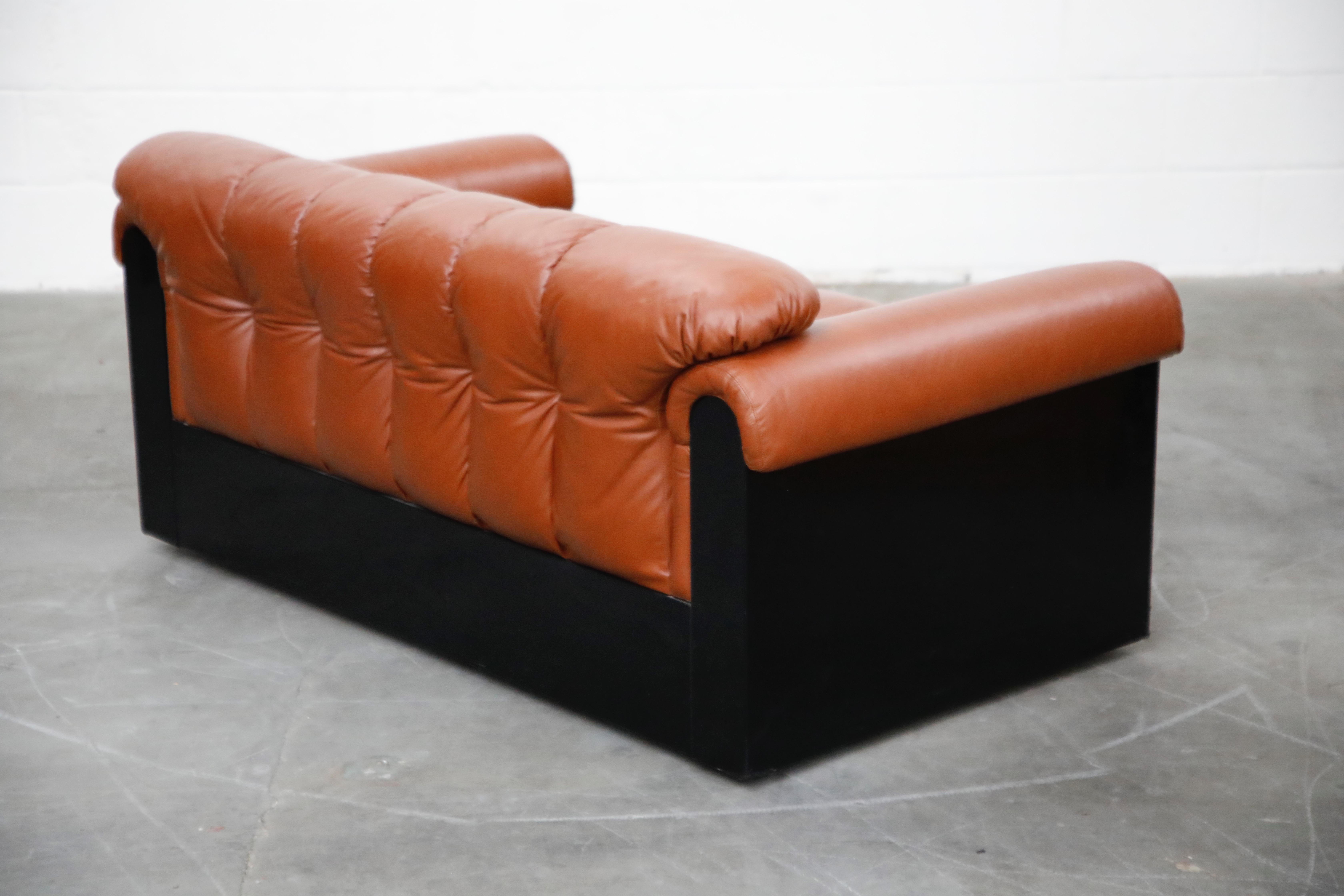 Italian Cognac Leather 'Bounty' Loveseat by L. Davanzati for The Pace Collection, 1980s 