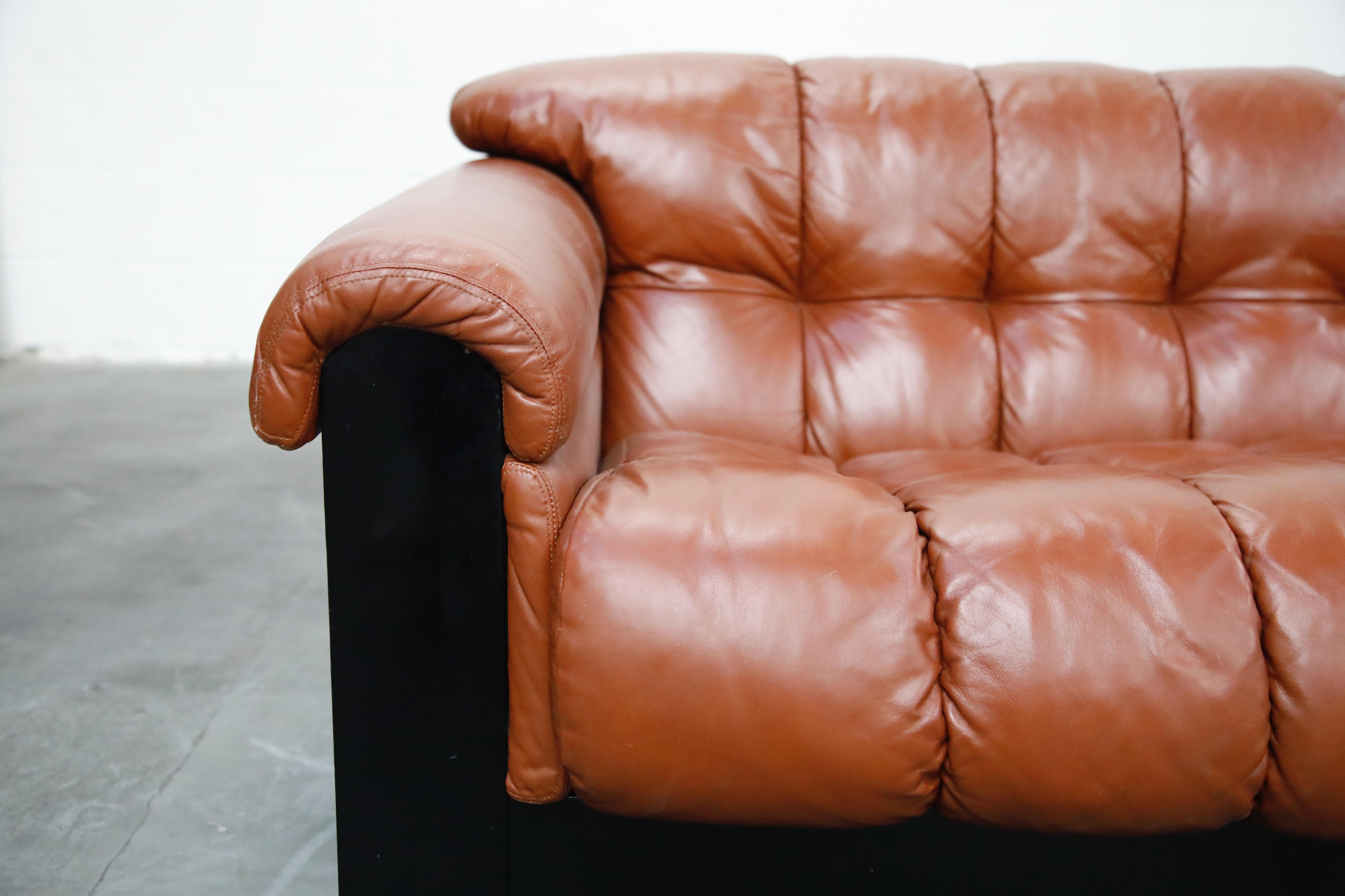 Late 20th Century Cognac Leather 'Bounty' Loveseat by L. Davanzati for The Pace Collection, 1980s 