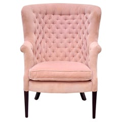 Used Tufted Curved Back Wing Chair