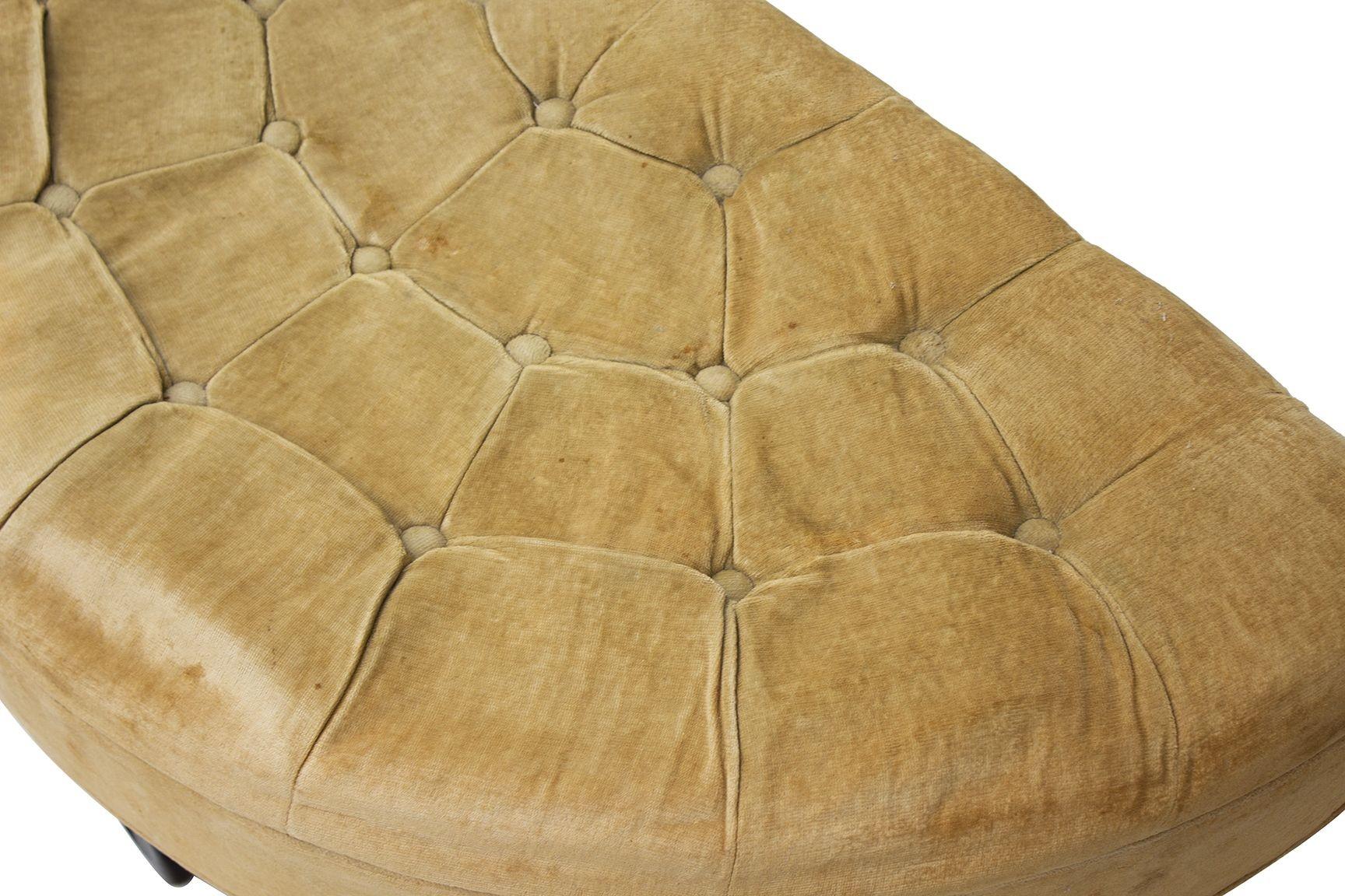 Tufted Demilune Ottoman by Dunbar with Fluted Legs For Sale 2