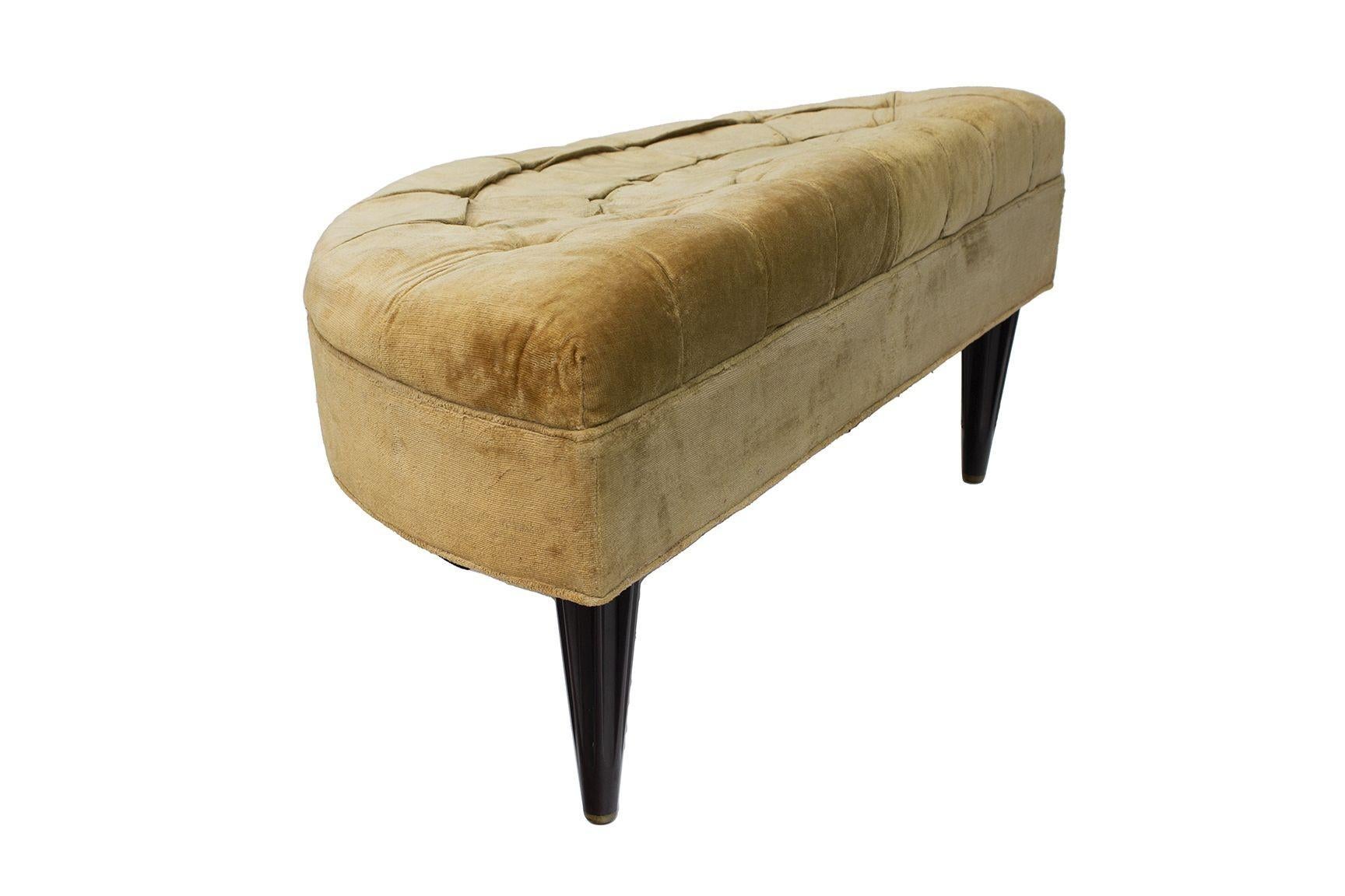 Tufted Demilune Ottoman by Dunbar with Fluted Legs For Sale 5