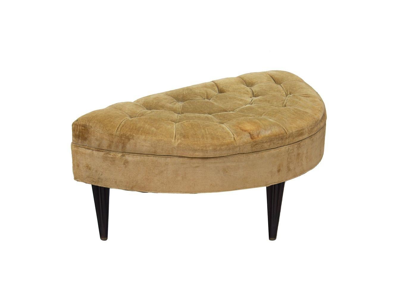Tufted Demilune Ottoman by Dunbar with Fluted Legs For Sale 10