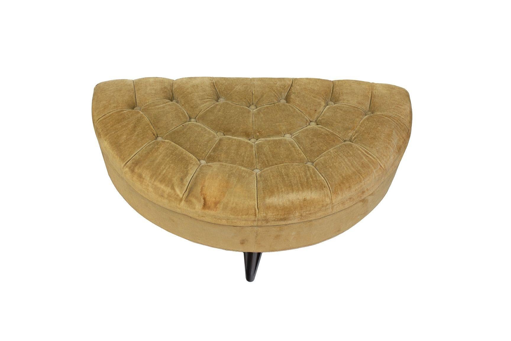 American Tufted Demilune Ottoman by Dunbar with Fluted Legs For Sale