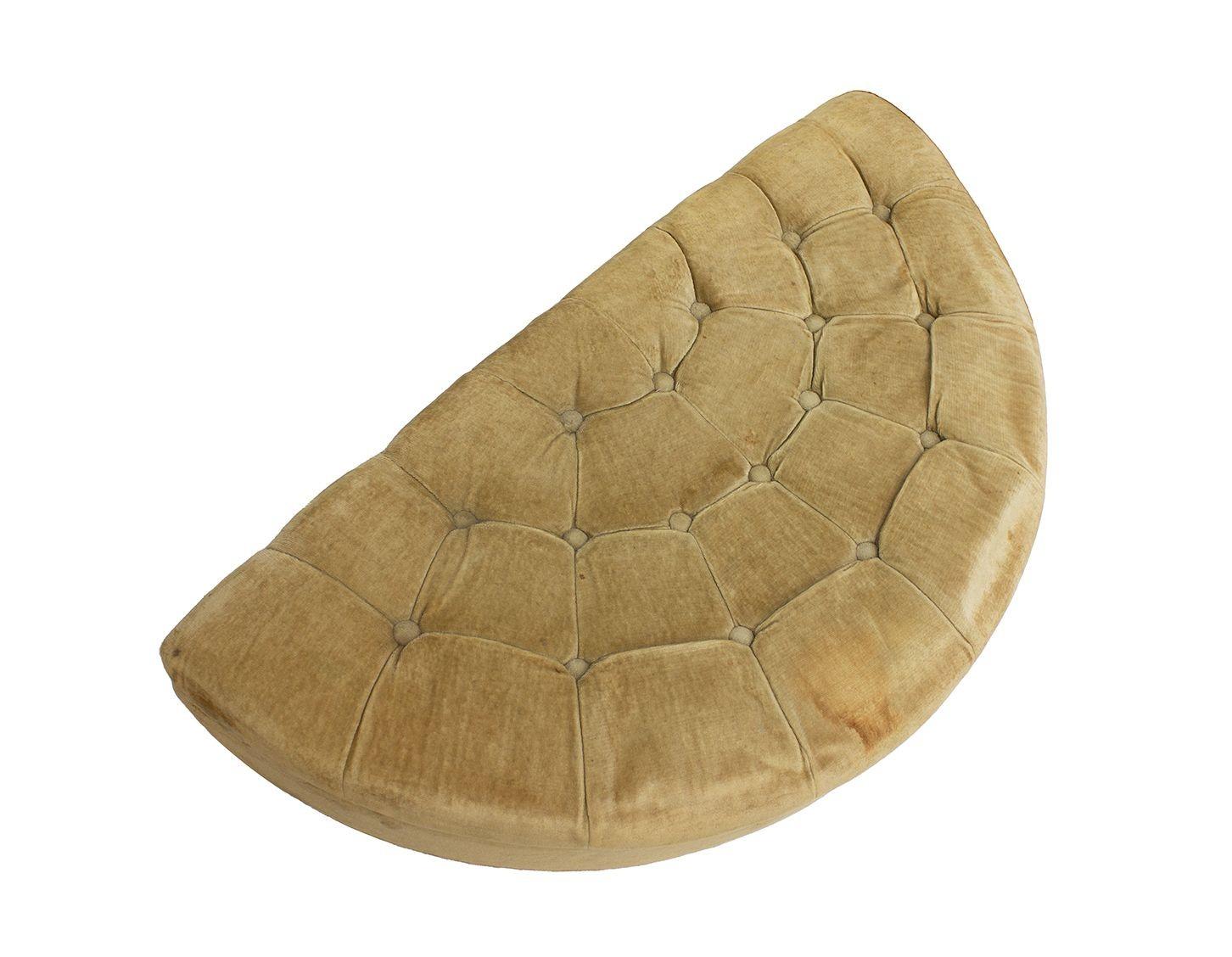 Mid-Century Modern Tufted Demilune Ottoman by Dunbar with Fluted Legs For Sale