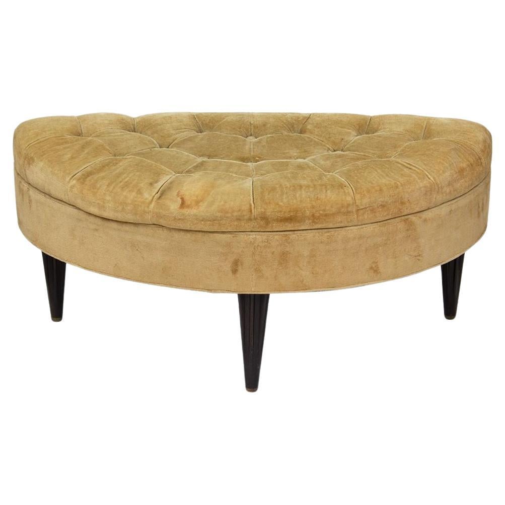 Tufted Demilune Ottoman by Dunbar with Fluted Legs For Sale