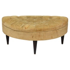 Retro Tufted Demilune Ottoman by Dunbar with Fluted Legs