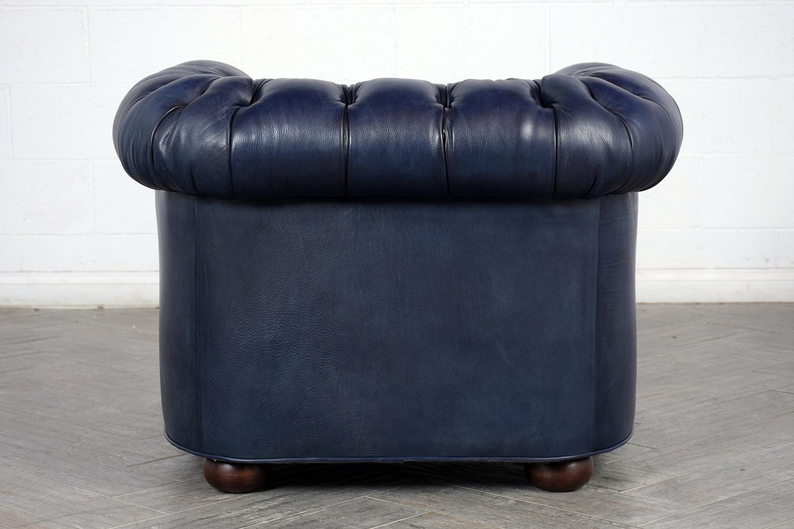 Fin du 20e siècle Fauteuil club anglais touffeté en cuir Chesterfield