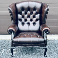 Tufted English Leather Wing Chair Chesterfield Wingback by Pendragon