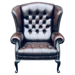 Tufted English Leather Wing Chair Chesterfield Wingback by Pendragon