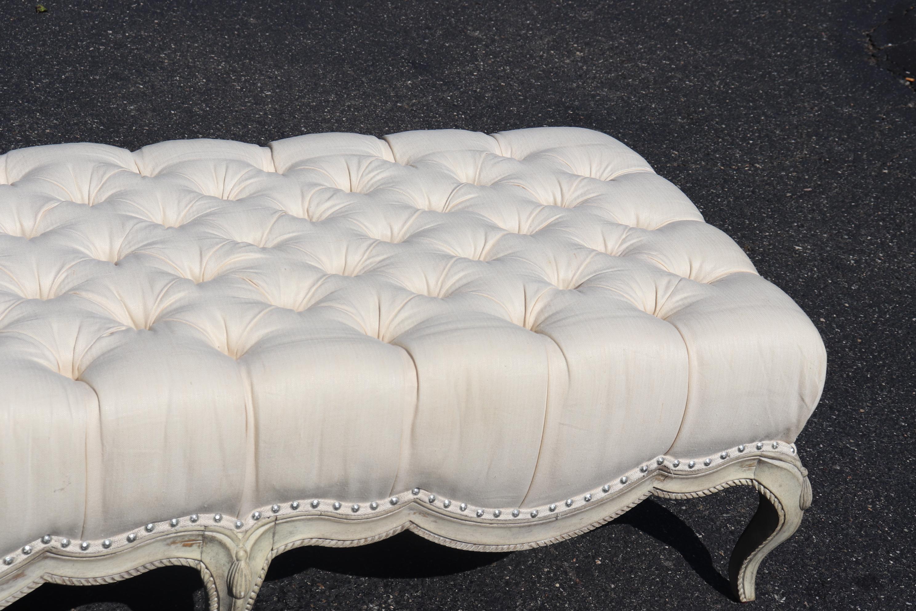 Tufted Fancy Formal French Louis XV Rope and Tassel Window Bench Ottoman 4
