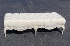 Tufted Fancy Formal French Louis XV Rope and Tassel Window Bench Ottoman