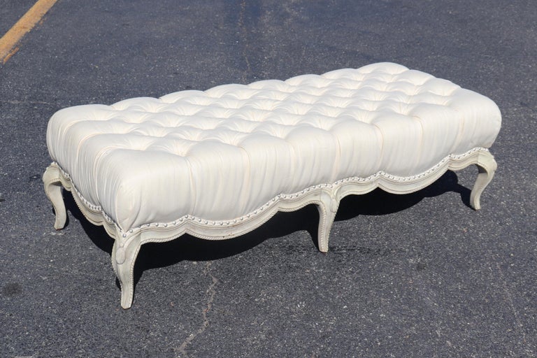 Tufted Fancy Formal French Louis XV Rope and Tassel Window Bench