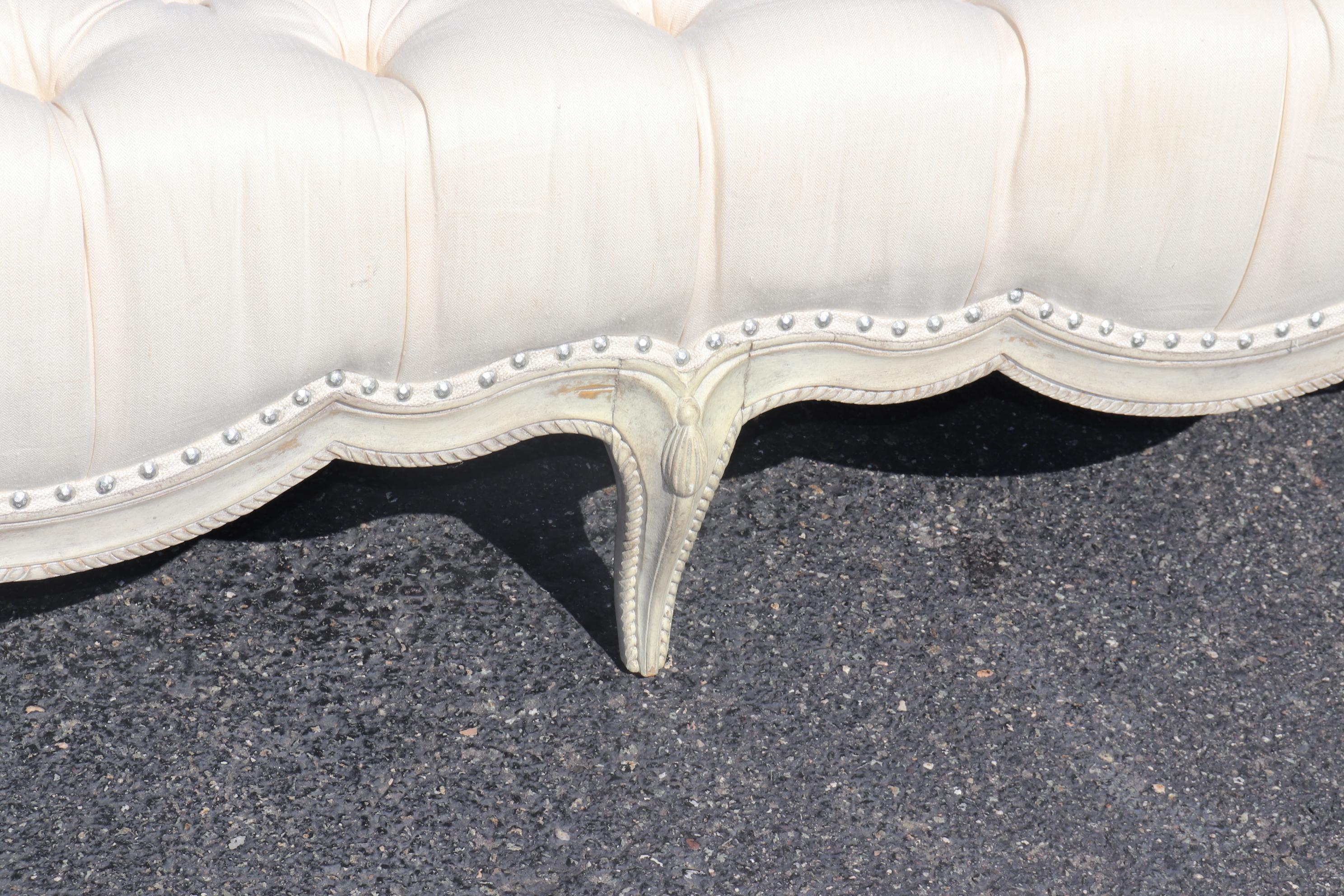 Tufted Fancy Formal French Louis XV Rope and Tassel Window Bench Ottoman 2