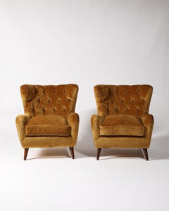 Fauteuil en velours doré touffeté, Italie, c. 1950