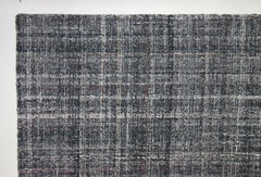 Tufted Grey Area Rug with Turquoise and Gold