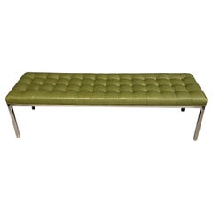 Tufted Leather and Chrome Bench by Lehigh-Leopold in the Style of Ward Bennett