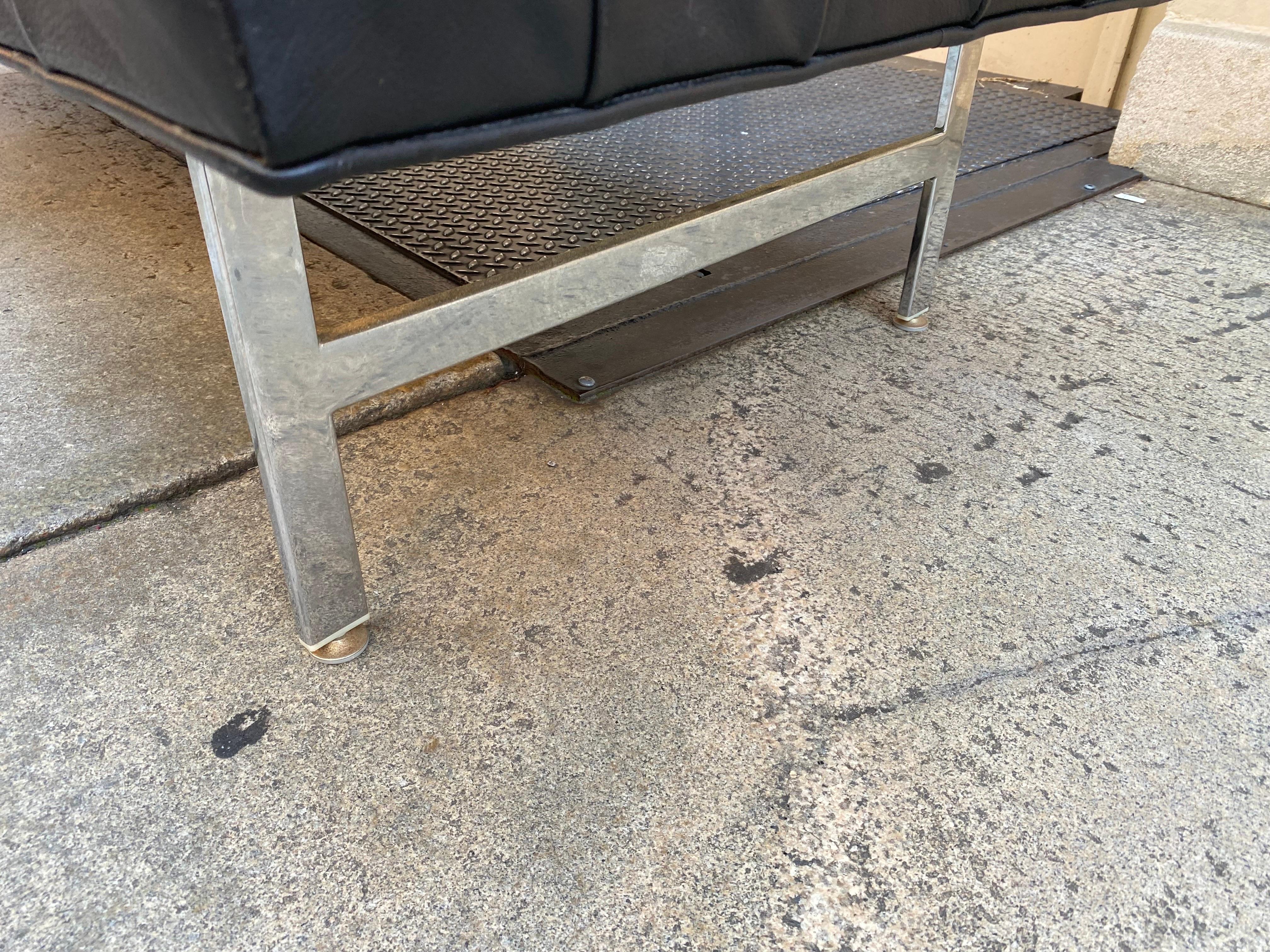 Aluminum Tufted Leather Bench For Sale