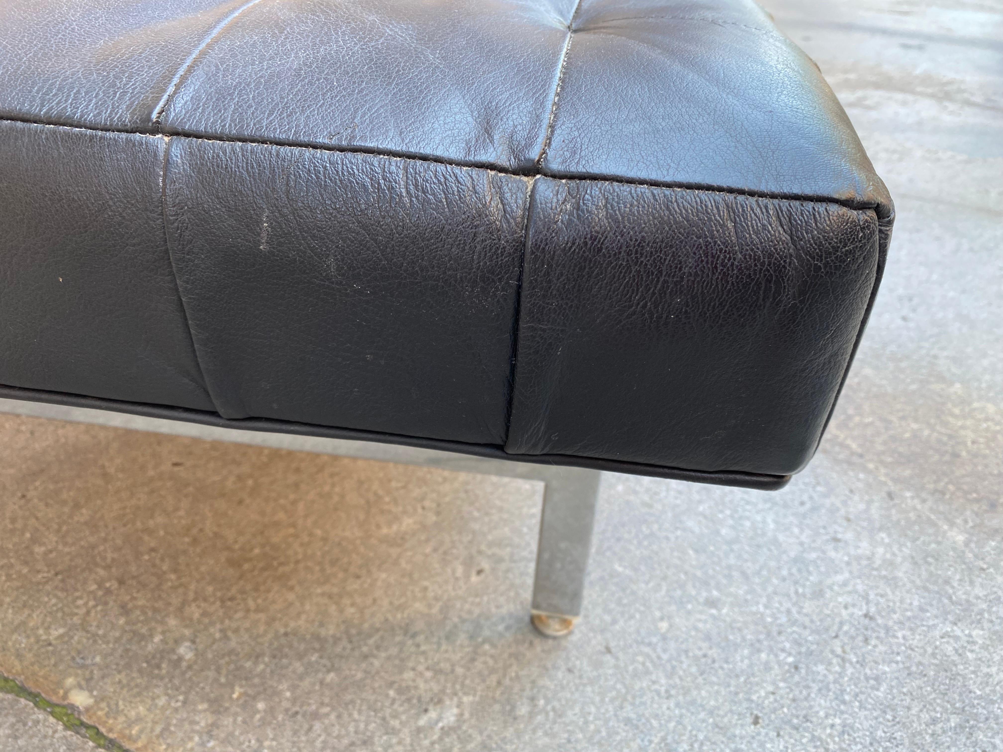 Tufted Leather Bench For Sale 2