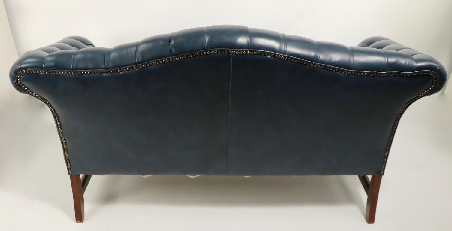 Tufted Leather Camel Back Loveseat Sofa 1