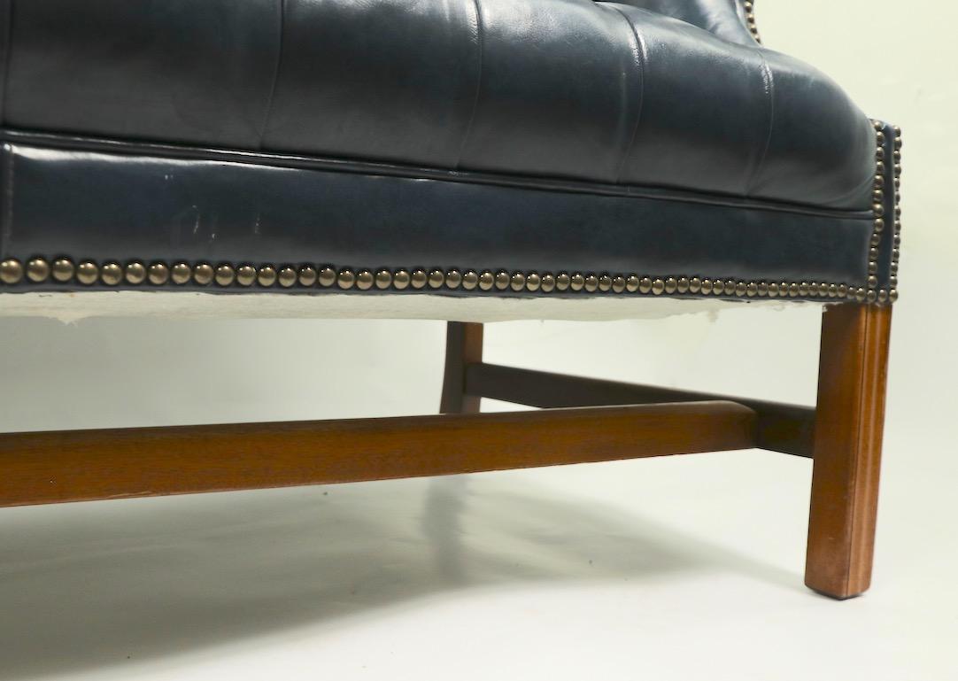 20th Century Tufted Leather Camel Back Loveseat Sofa