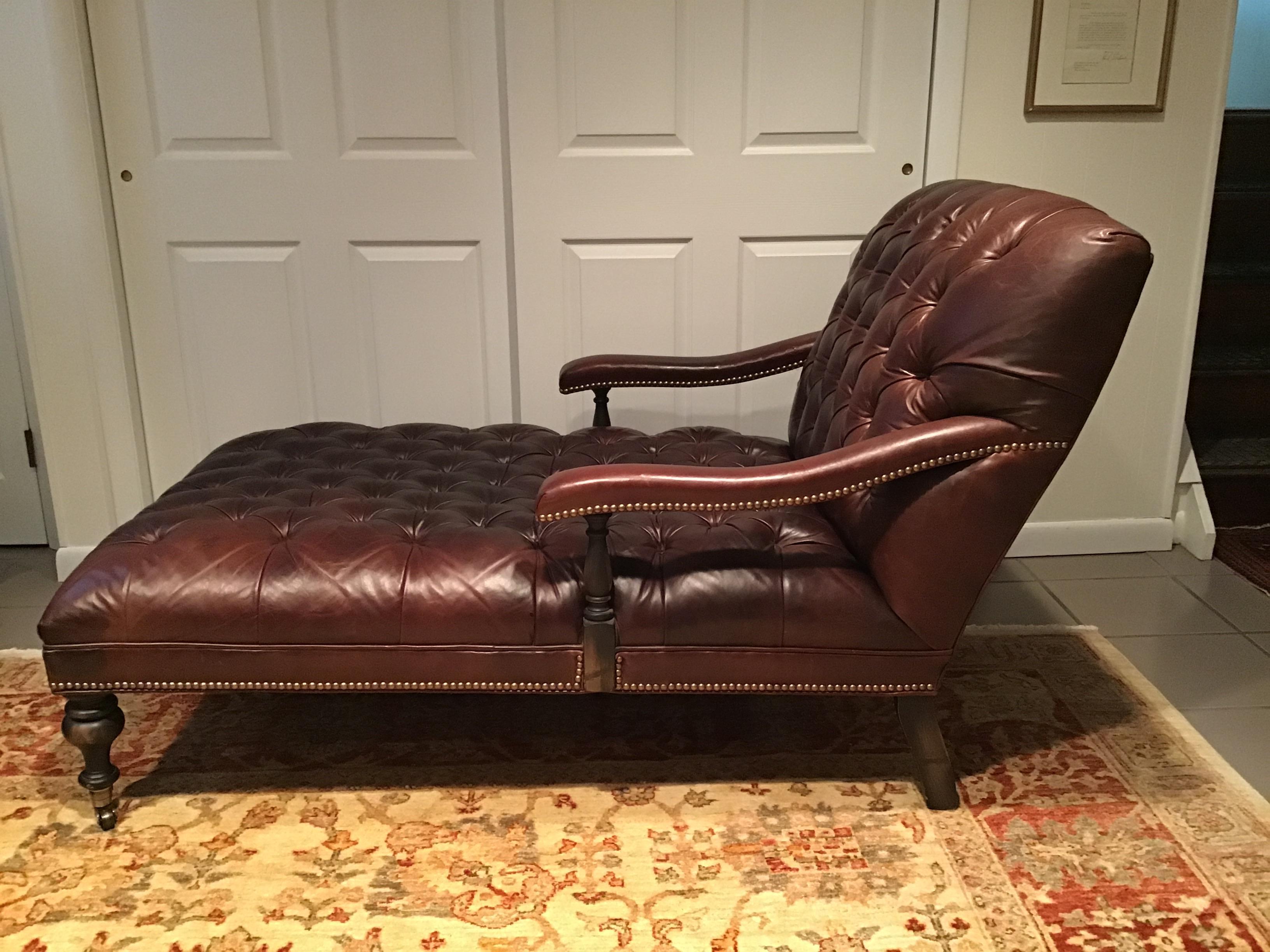 leather tufted chaise