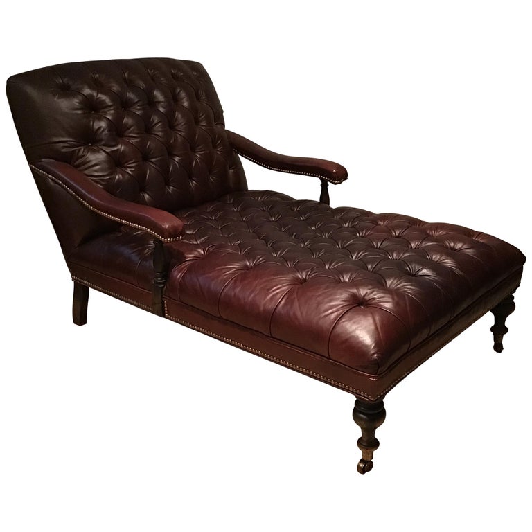 Tufted Leather Chaise Lounge At 1stdibs, Leather Tufted Chaise