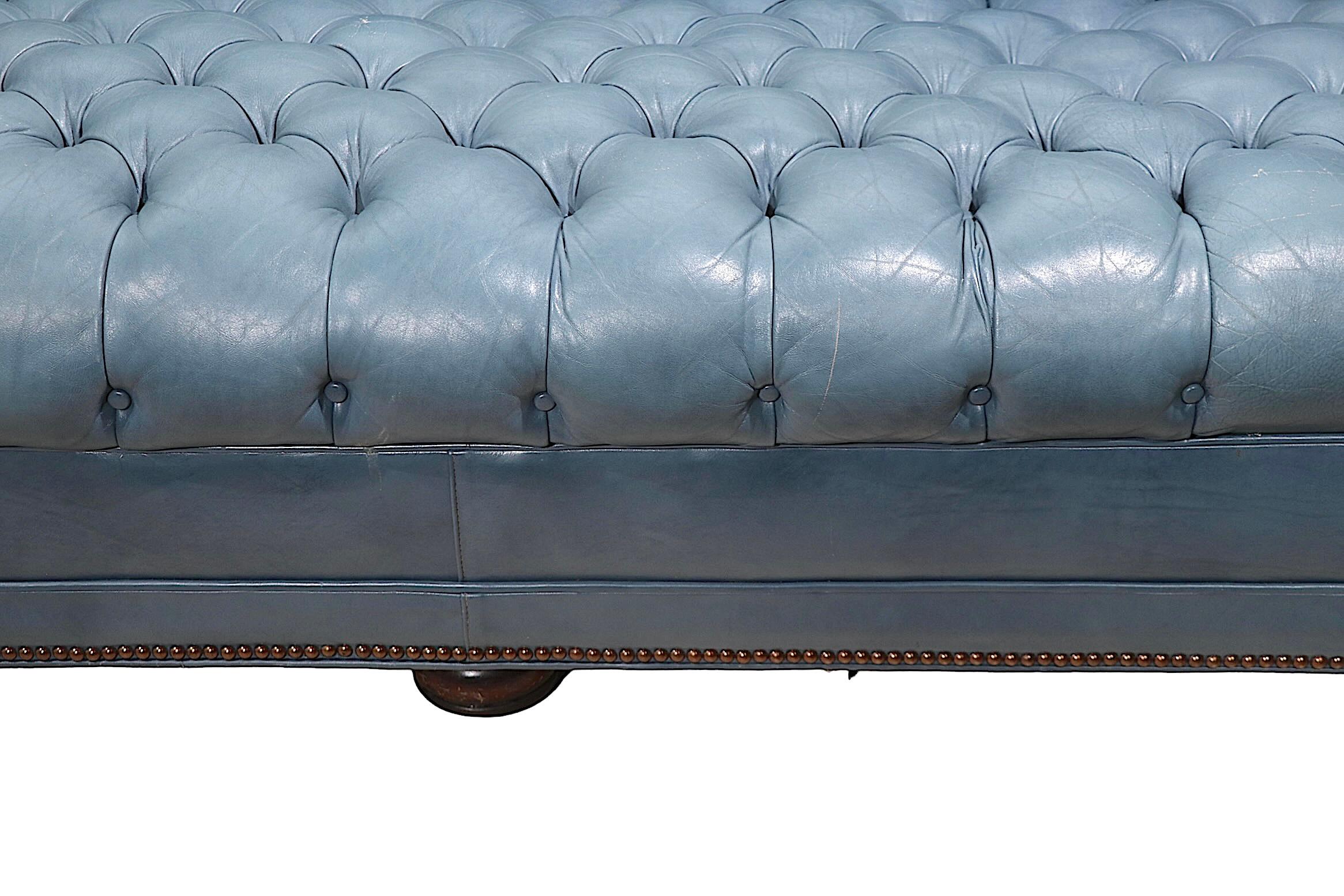 Tufted Leather Chesterfield in French  Blue Leather  12