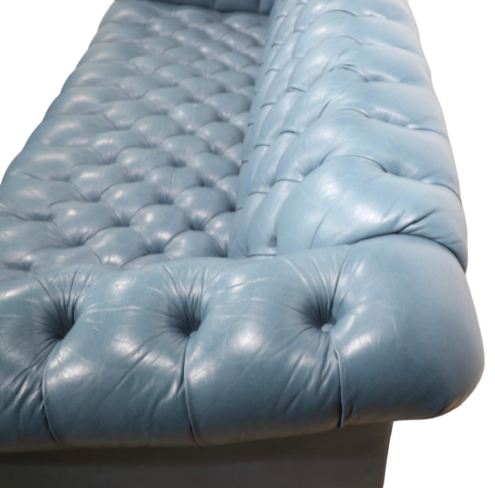 Tufted Leather Chesterfield in French  Blue Leather  15