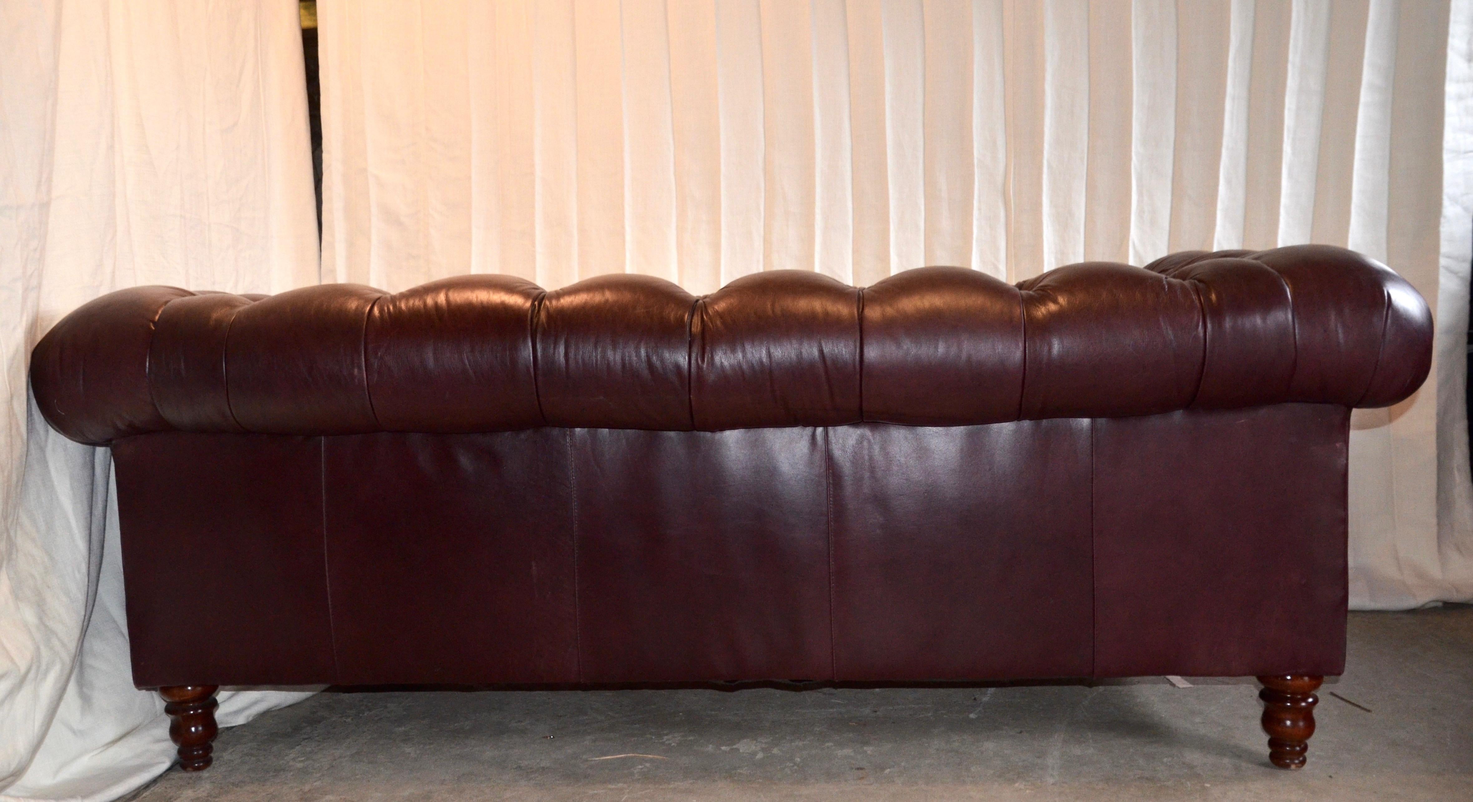 20th Century Tufted Leather Chesterfield Sofa by Century Furniture