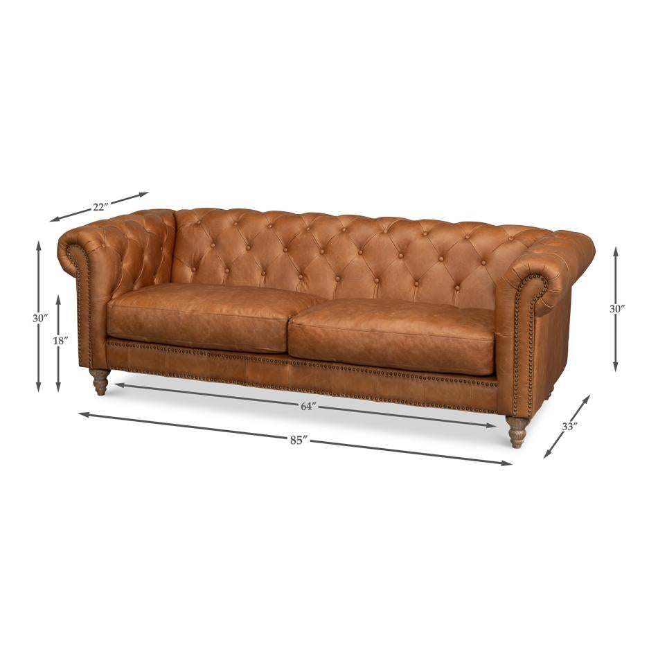 Tufted Leather Chesterfield Sofa For Sale 7
