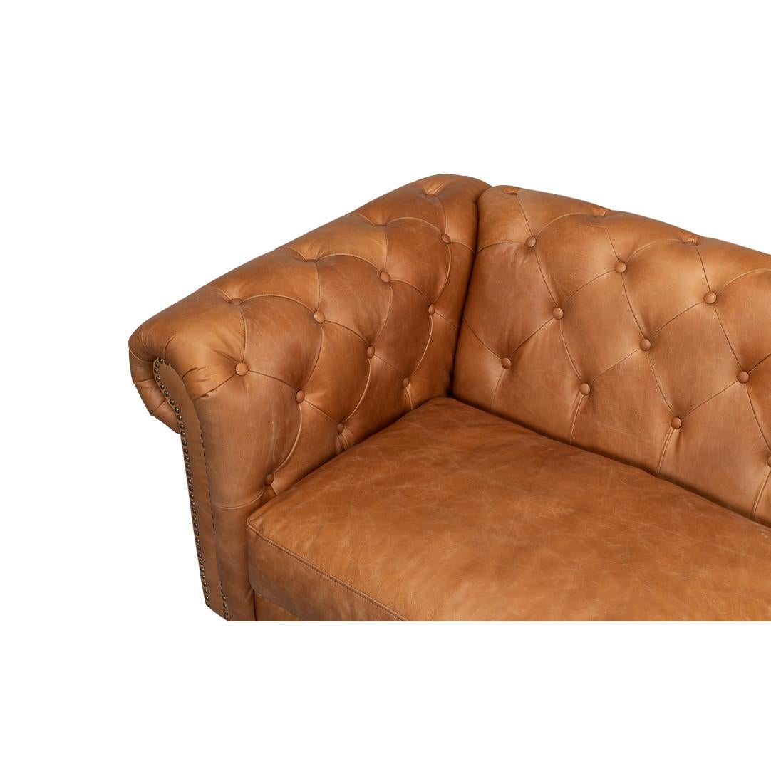 Tufted Leather Chesterfield Sofa In New Condition For Sale In Westwood, NJ