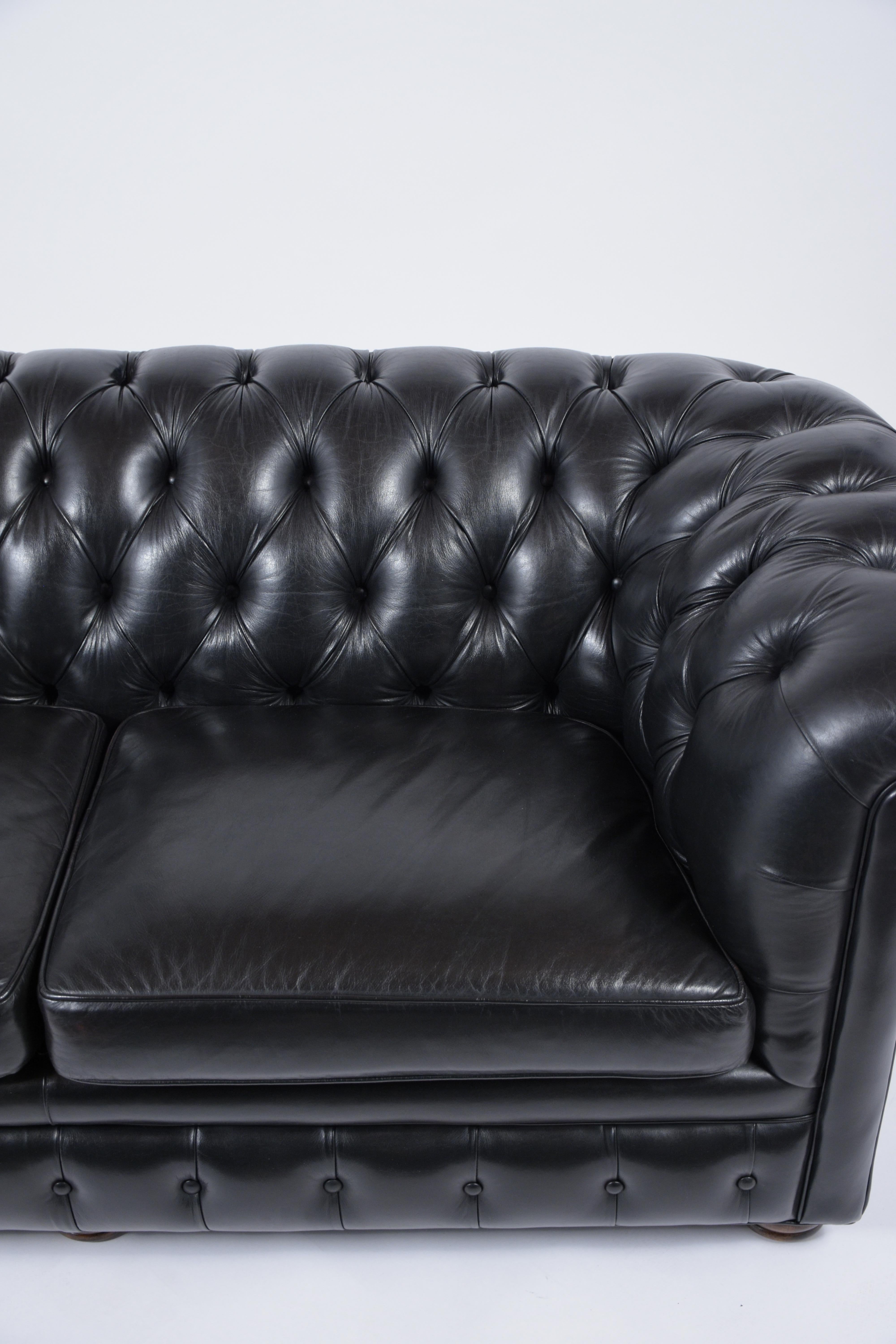 Lacquered Chesterfield Tufted Leather Sofa