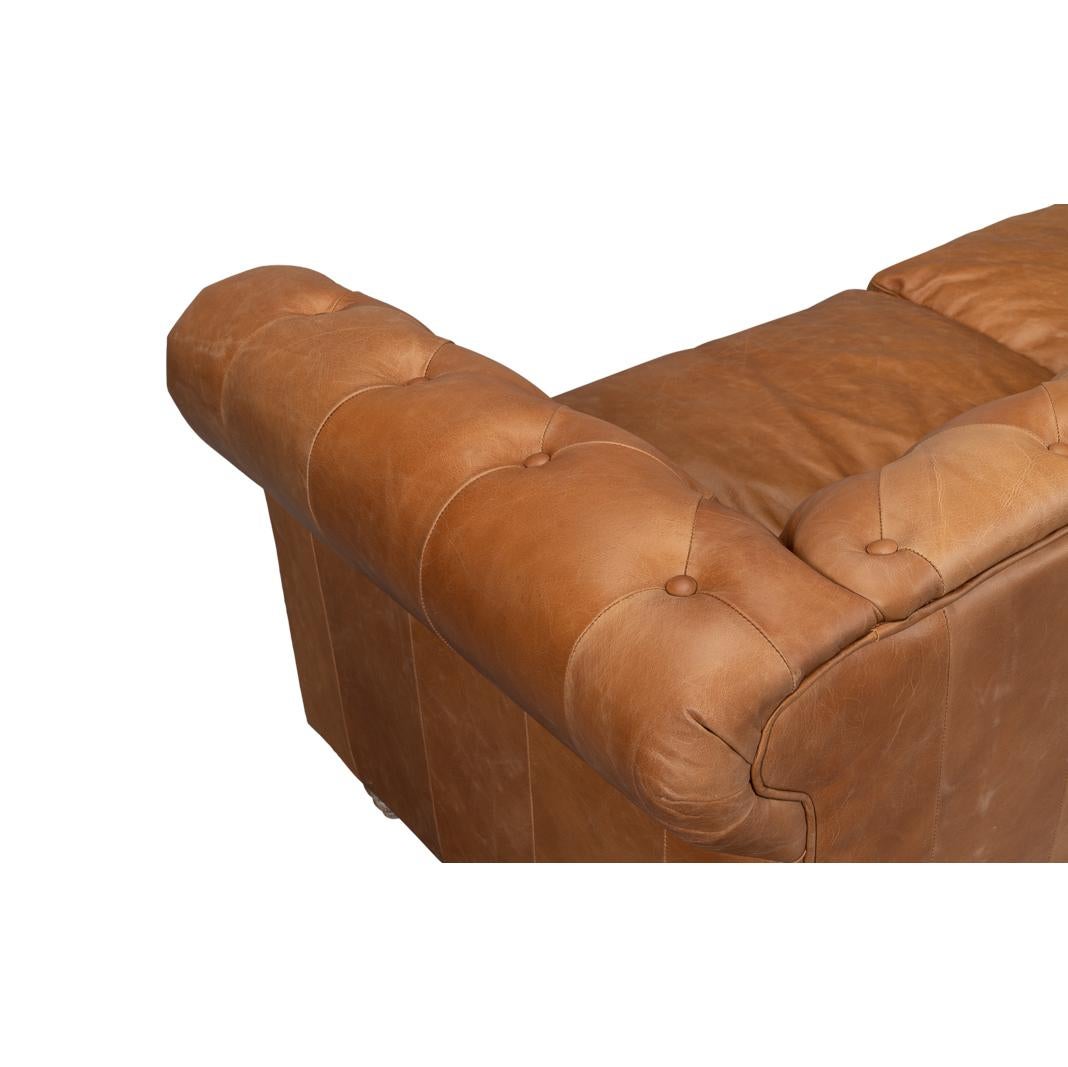 Contemporary Tufted Leather Chesterfield Sofa For Sale