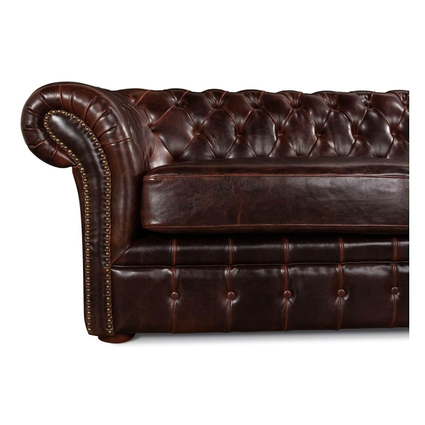 Tufted Leather Chesterfield Sofa For Sale 1